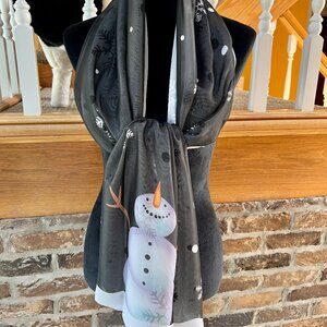 GREAT PRICE!  Super Soft Reversible Snowman & Snowflakes Chiffon Scarf